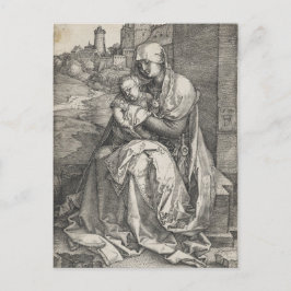 Postal Virgin Sentado por un muro por Albrecht Durer