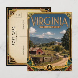 Postal Virginia Arte Deco Antiguo Edad Dorada