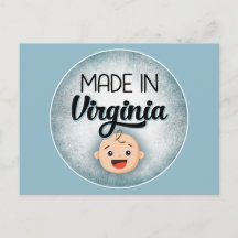 Virginia Baby Funny Blue New Boy Postcard