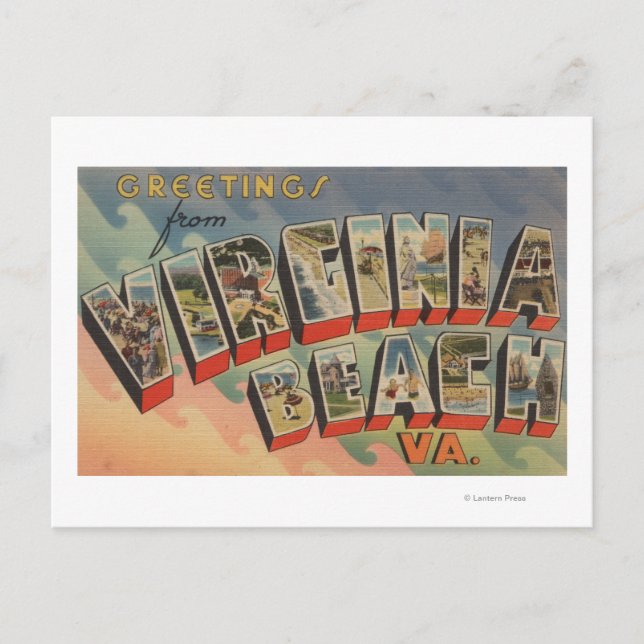 Postal Virginia Beach, Virginia - Escenas de letras grand (Anverso)
