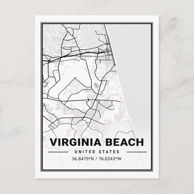 Postal Virginia Beach Virginia USA Travel City Map (Anverso)
