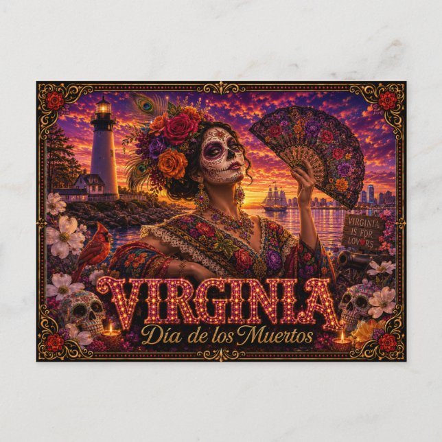 Postal Virginia Día de los Muertos Retro (Anverso)