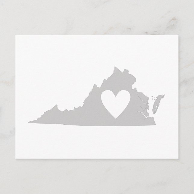 Postal Virginia Gray State Map Shape with Heartout (Anverso)