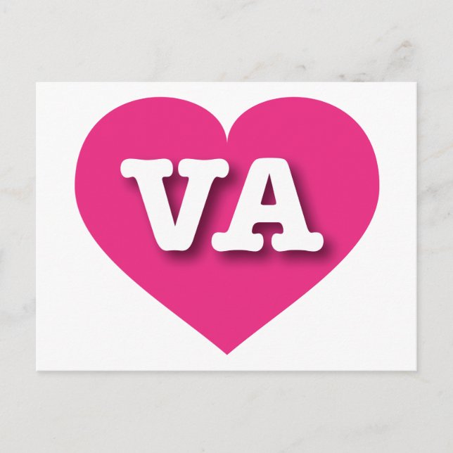 Postal Virginia Hot Pink Heart - Amo a VA (Anverso)