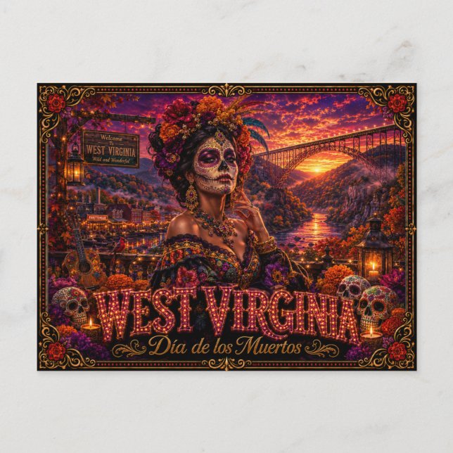 Postal Virginia Occidental Día de los Muertos Retro (Anverso)
