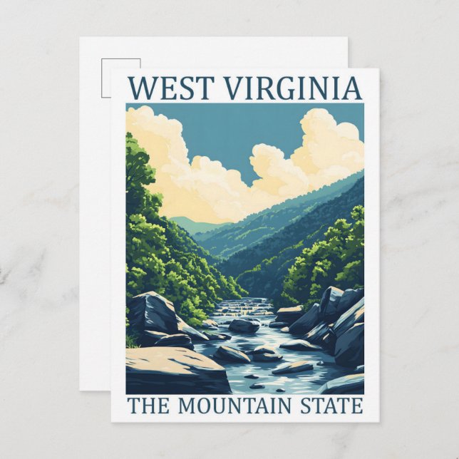 Postal Virginia Occidental: Mountain State USA Travel Pla (Anverso / Reverso)