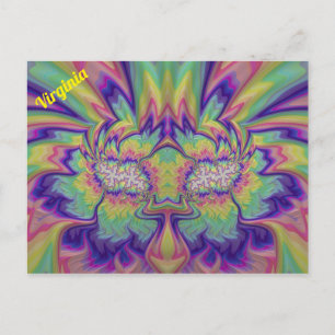 Postal VIRGINIA ~ Patrón de diseño fractal 3D ~ Multicolo