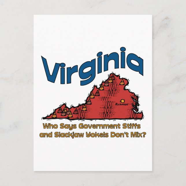 Postal Virginia VA Estados Unidos Motto ~ Stiffs y Yokels (Anverso)