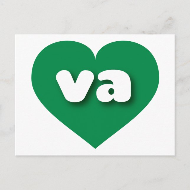 Postal Virginia verde corazón - Amo va (Anverso)