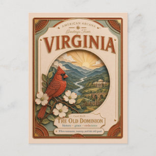 Postal Virginia Vintage Paper Cut American Arcana