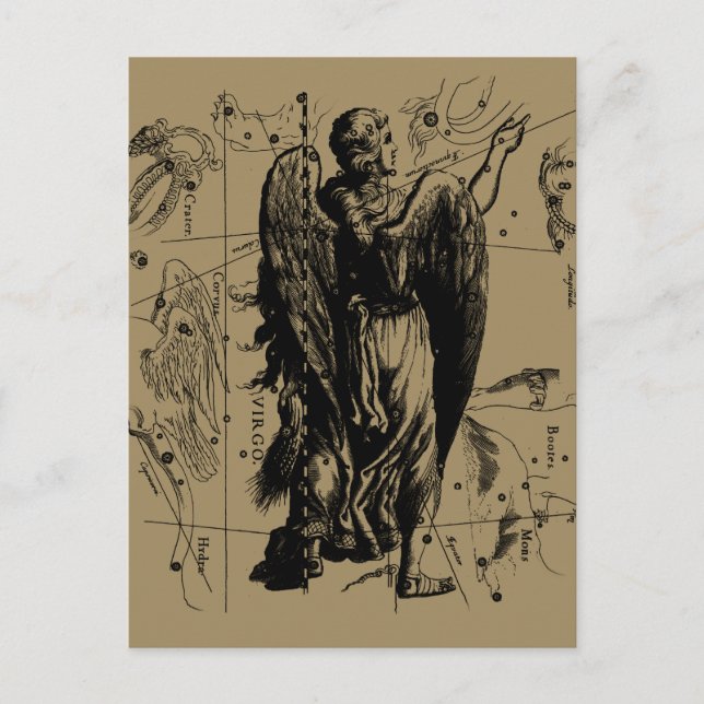 Postal Virgo Constellation Hevelius Etching Style (Anverso)
