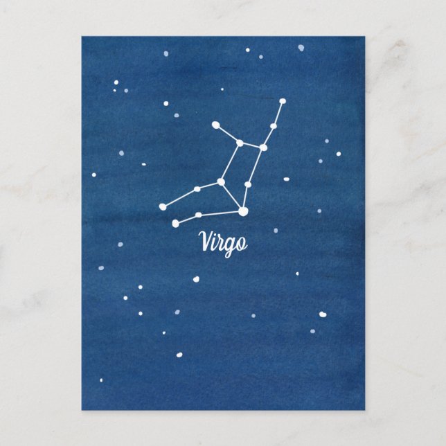 Postal Virgo Constellation Stars Indigo Blue (Anverso)