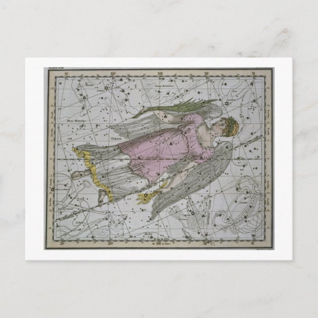 Postal Virgo, de 'A Celestial Atlas', pub en 1822 (col. (Anverso)