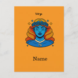 Postal Virgo Diosa Celestial - Arte Estético del Zodiaco