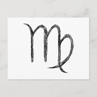 Postal Virgo. Rótulo Astrológico Zodiaco. Negro
