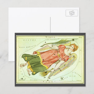 Postal Virgo Virgen Constellación Espejo de Urania