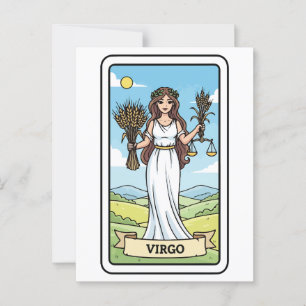 Postal Virgo Zodiac Ilustracion Tarot Style