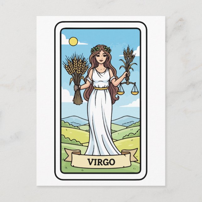 Postal Virgo Zodiac Ilustracion Tarot Style (Anverso)