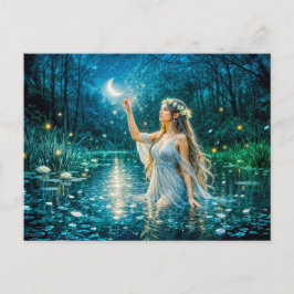 Postal Virgo Zodiaco con Doncella a la Luz de la Luna sos