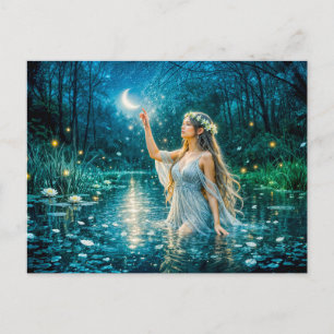 Postal Virgo Zodiaco con Doncella a la Luz de la Luna sos