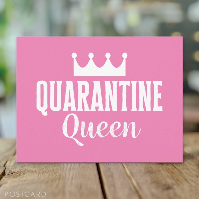 Postal Virus Pink Girly de la Reina de Cuarentena 2020 (Custom Postcard)