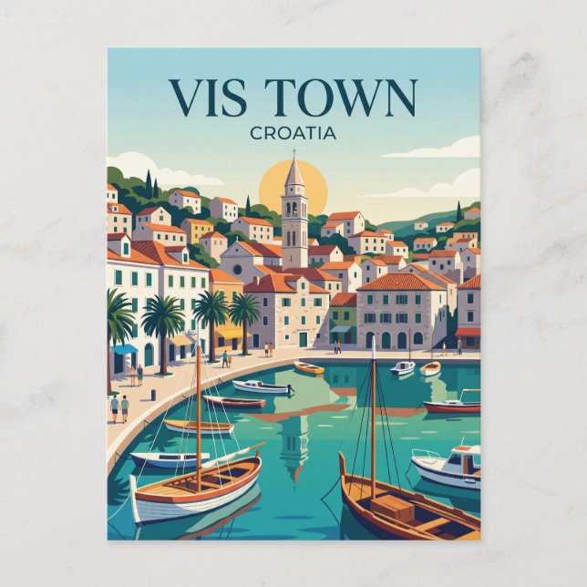 Postal Vis Town Croacia (Anverso)