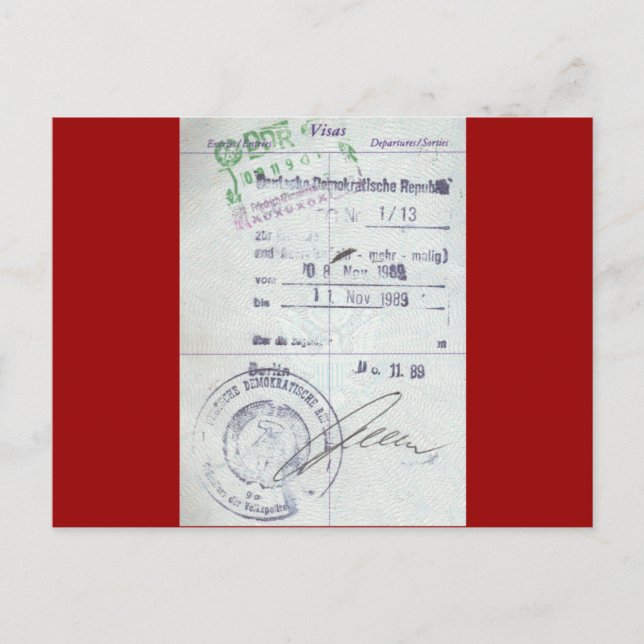 Postal Visados y sellos de entrada de la Alemania Orienta (Anverso)