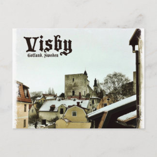 Postal Visby, Gotland, Suecia, techos con bordes ligeros