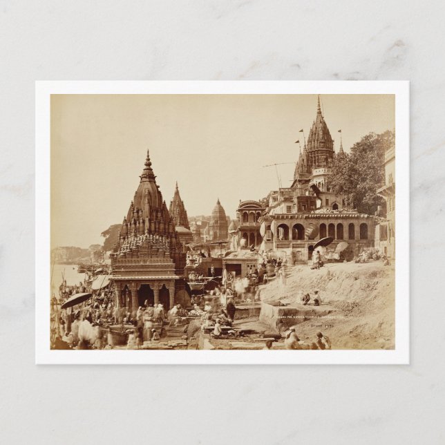 Postal Vishnu Pud y otros templos, Benares (foto sepia) (Anverso)