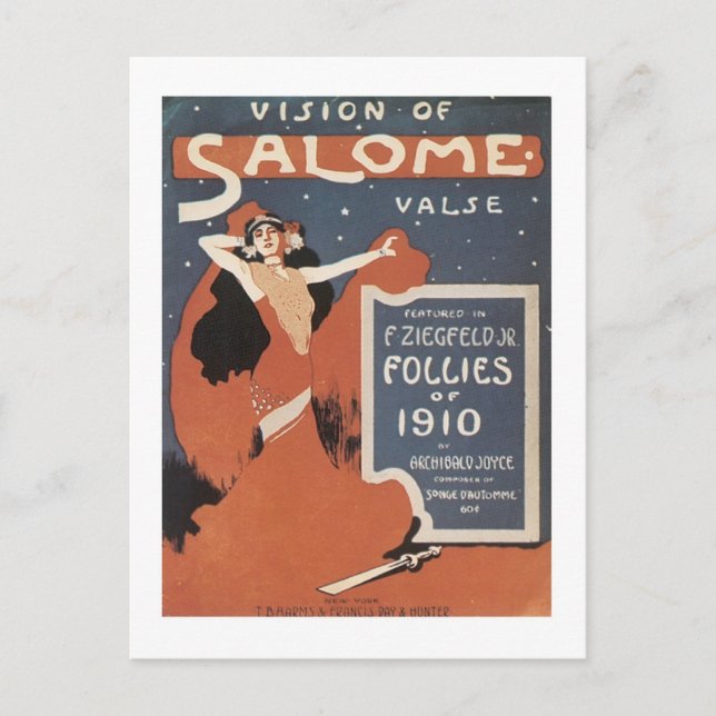 Postal Visión de la portada del libro de canciones Salome (Anverso)