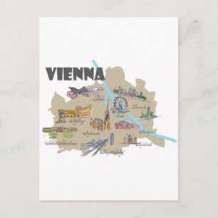 Postal Visión general del mapa de Austria de Viena