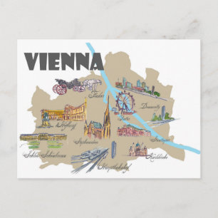 Postal Visión general del mapa de Austria de Viena