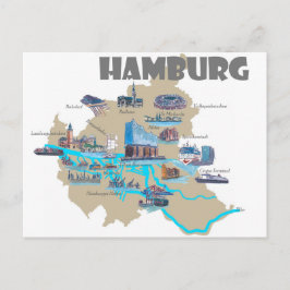 Postal Visión General del Mapa de Hamburgo