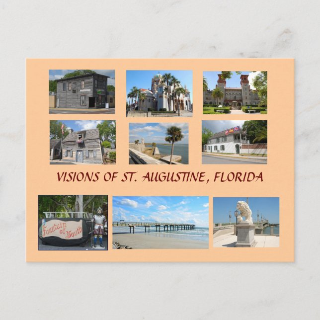 Postal Visiones de San Agustín, Florida (Anverso)