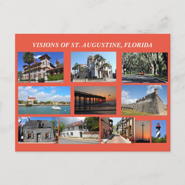 Postal Visiones de San Agustín, Florida (Anverso)