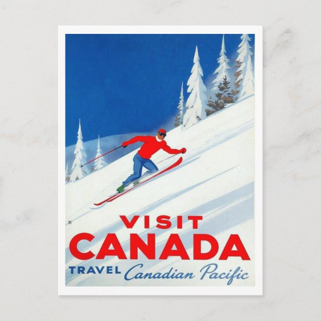 Postal Visit Canada Canadian Pacific Ski Art (Anverso)