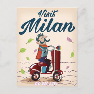 Postal Visita a Milán personalizado poster de viajes vint