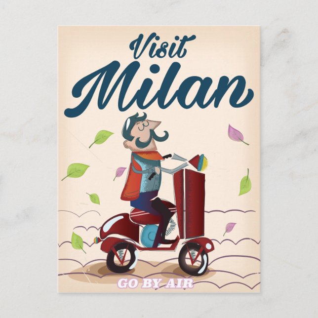 Postal Visita a Milán personalizado poster de viajes vint (Anverso)
