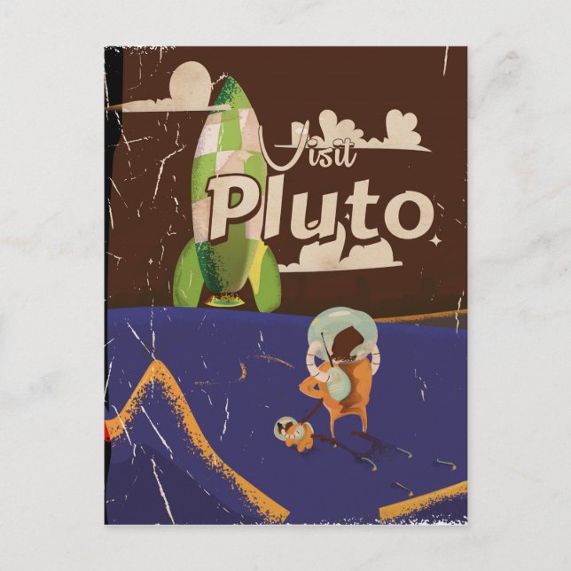 Postal Visita a Pluto Vintage Travel poster (Anverso)