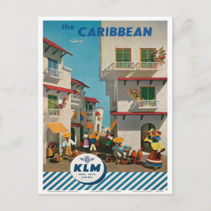 Postal Visita al Caribe Vintage