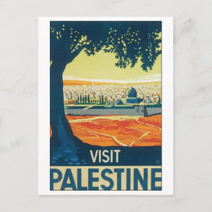 Postal Visita al Poster de Viajes de Palestina Vintage