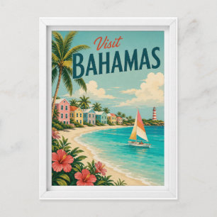 Postal Visita Bahamas Travel Vintage