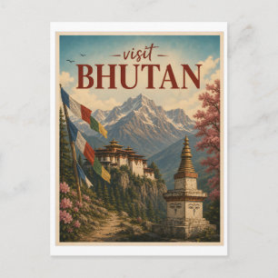Postal Visita Bhutan Viajes Vintage