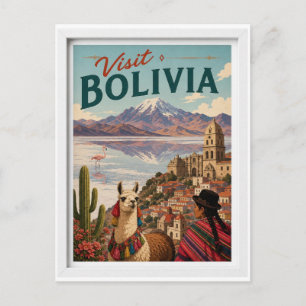 Postal Visita Bolivia Travel Vintage