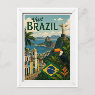 Postal Visita Brasil Viaje Vintage