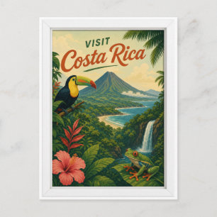 Postal Visita Costa Rica Viaje Vintage