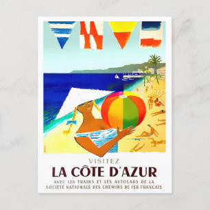Postal Visita Cote D'Azur Francia Viaje de moda