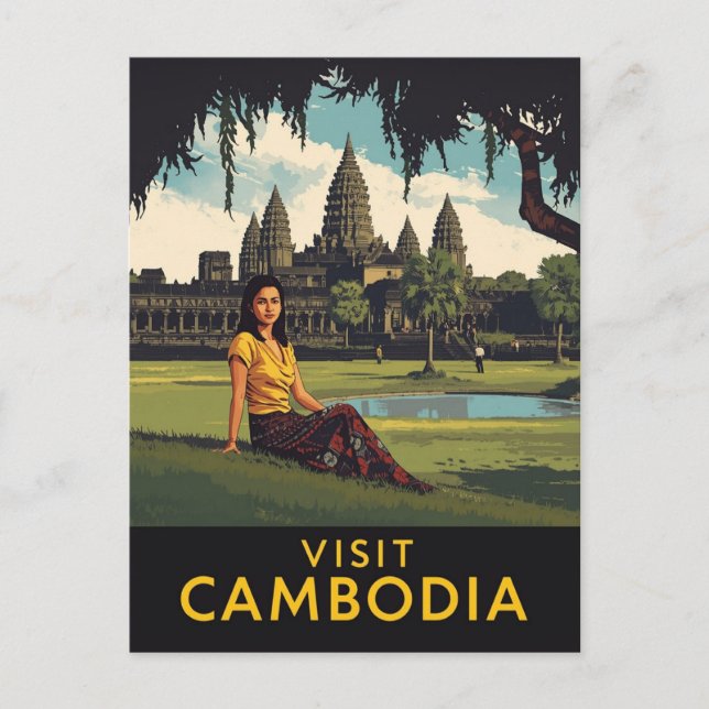 Postal Visita de cosecha a Camboya Viajes de Angkor Wat (Anverso)