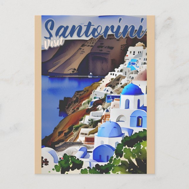 Postal Visita de cosecha Santorini Grecia Viaje griego (Anverso)