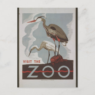 Postal Visita de la época al zoológico